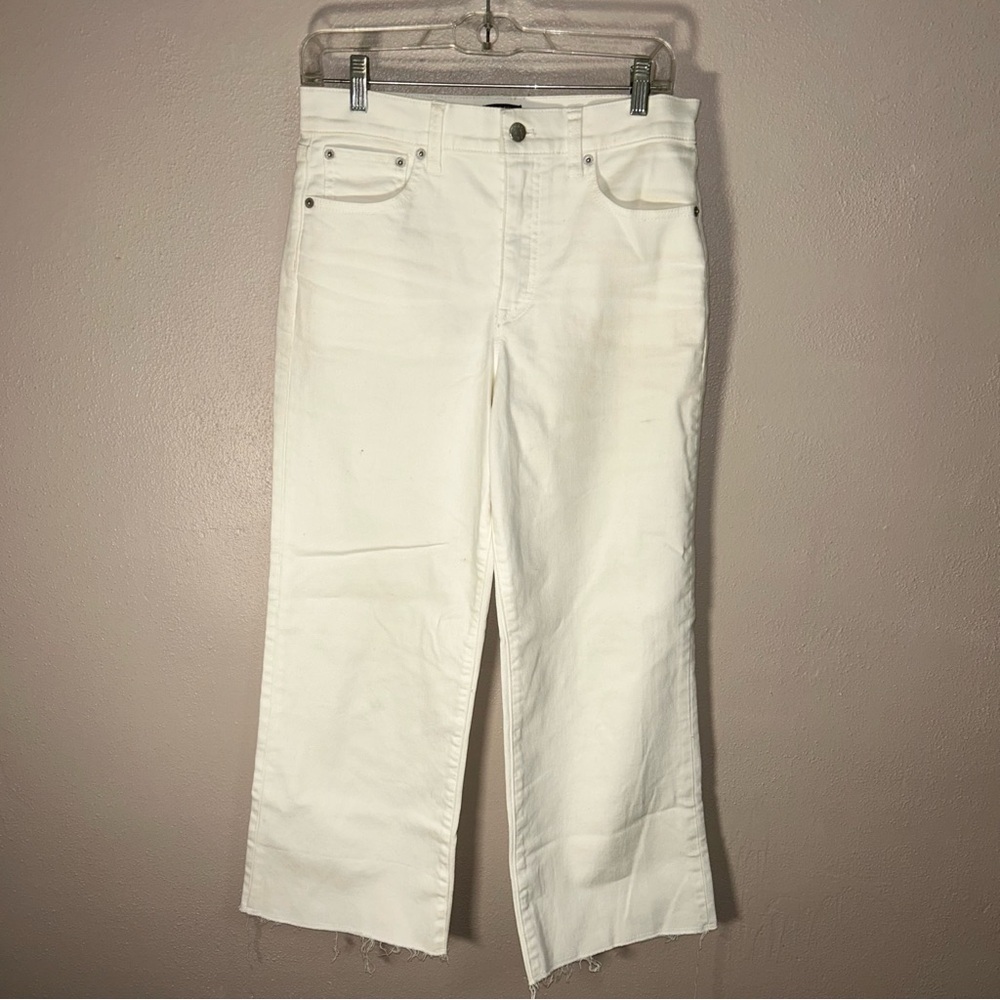 J. Crew Cropped Wide Leg White Denim